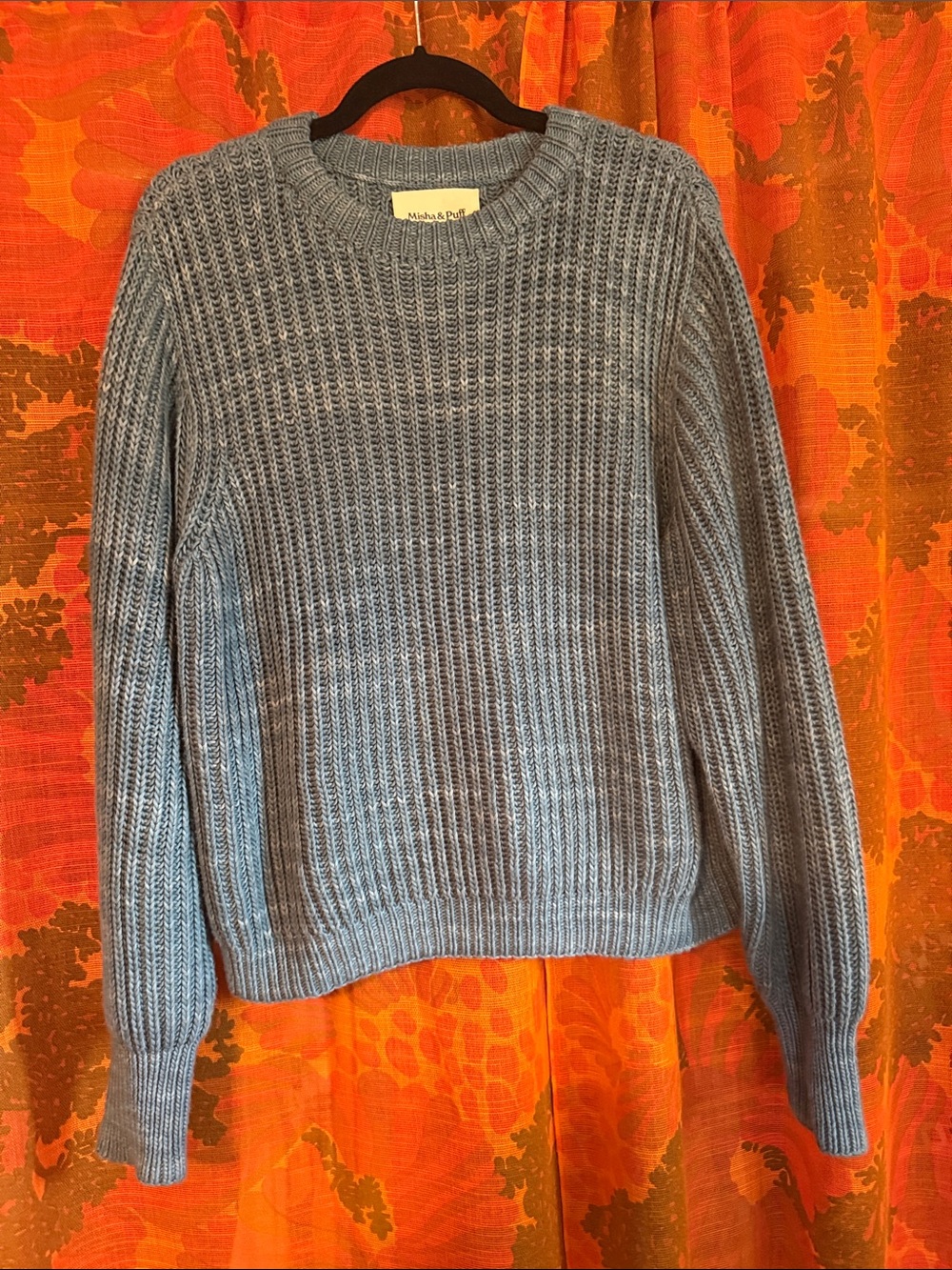 Misha & Puff Slate Blue Fisherman Sweater
